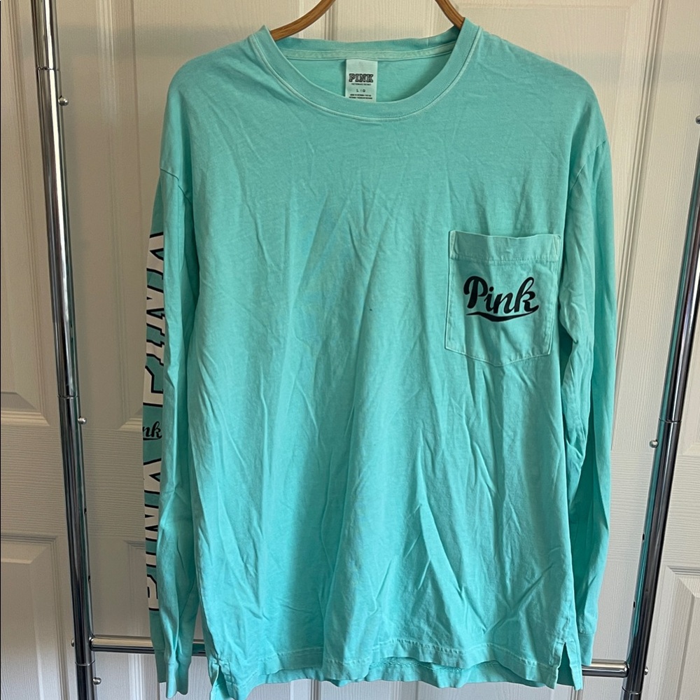 PINK Victoria's Secret Aqua Long Sleeve Shirt